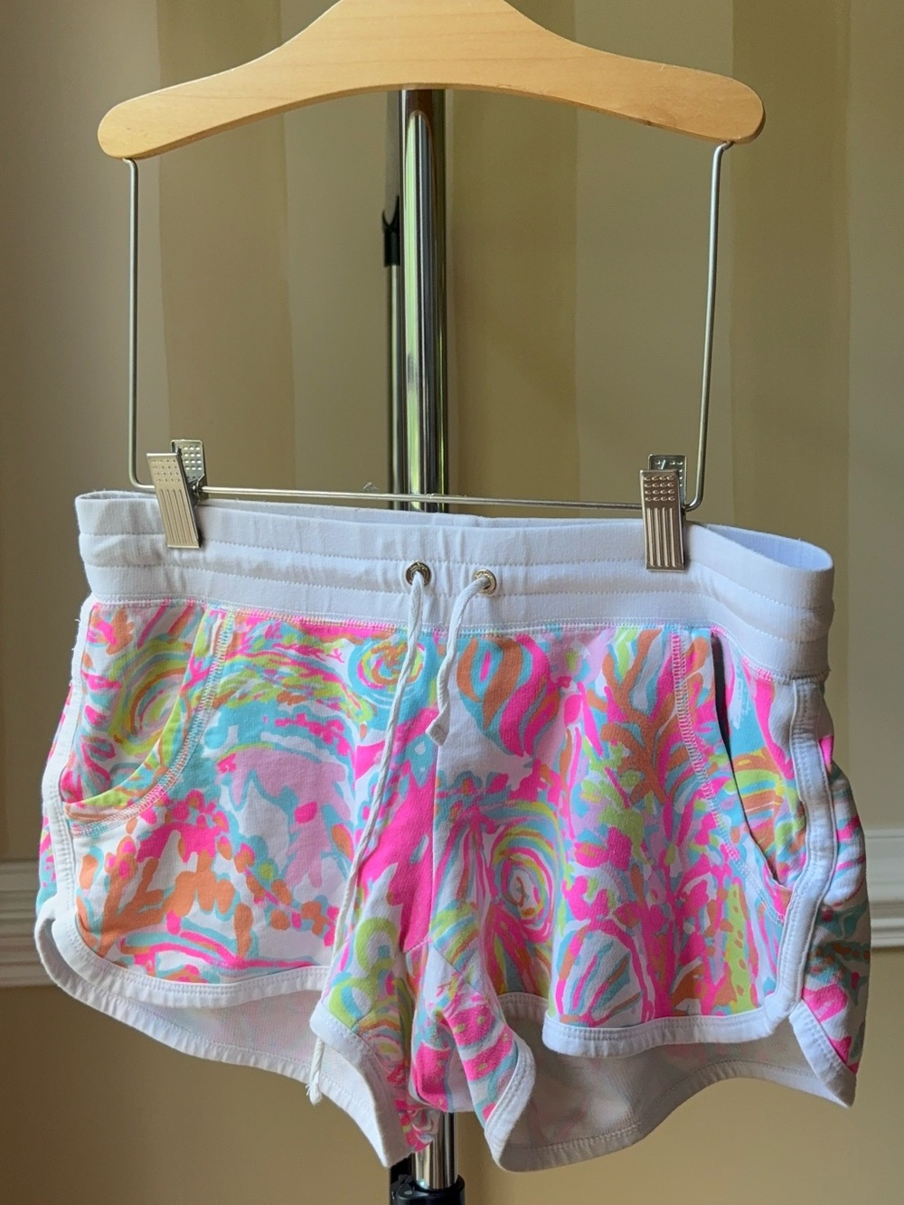 Lilly Pulitzer White Multicolor Printed Athletic Shorts